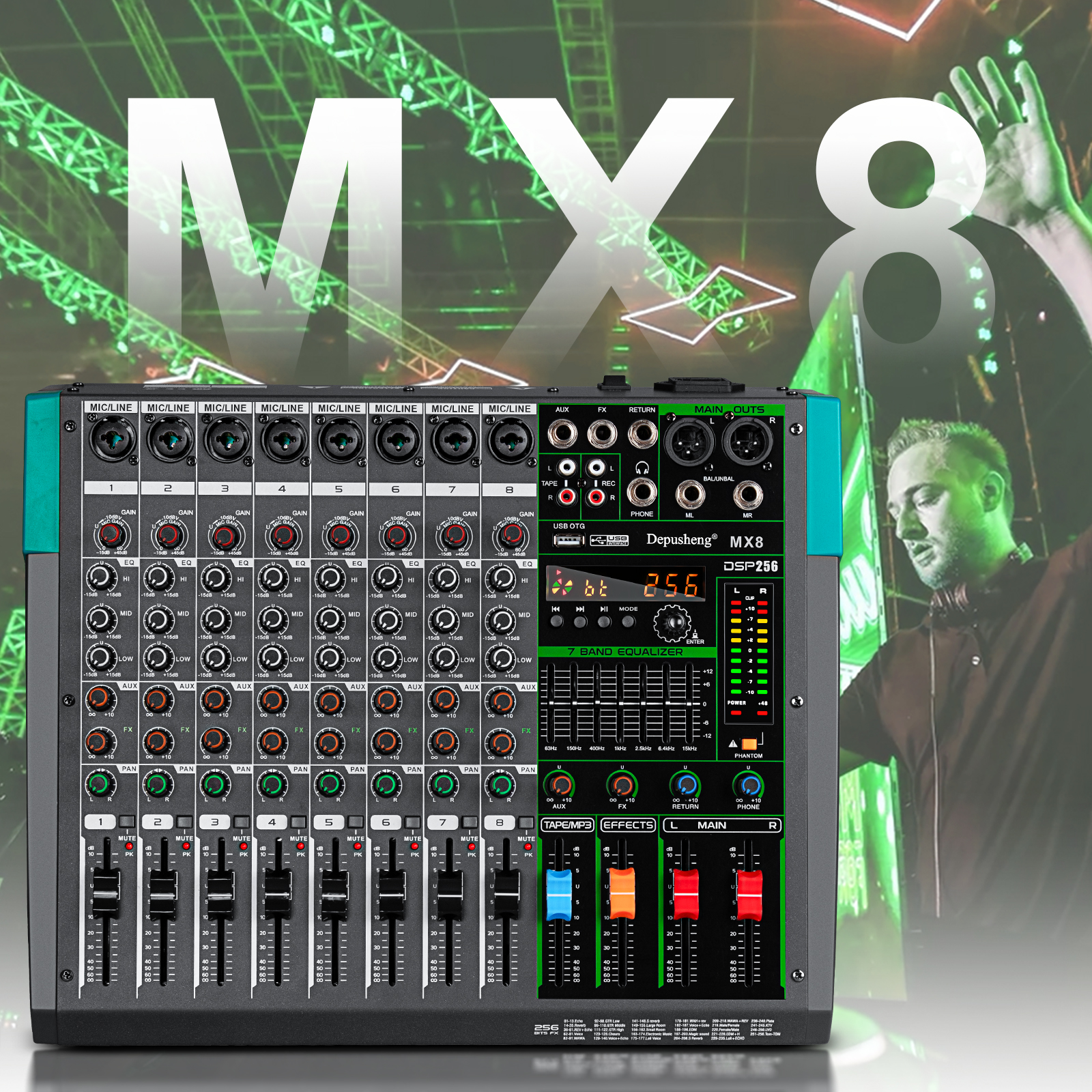 Amazon.com: Depusheng MX8 8 Channel Sound Mixer Audio Mixing